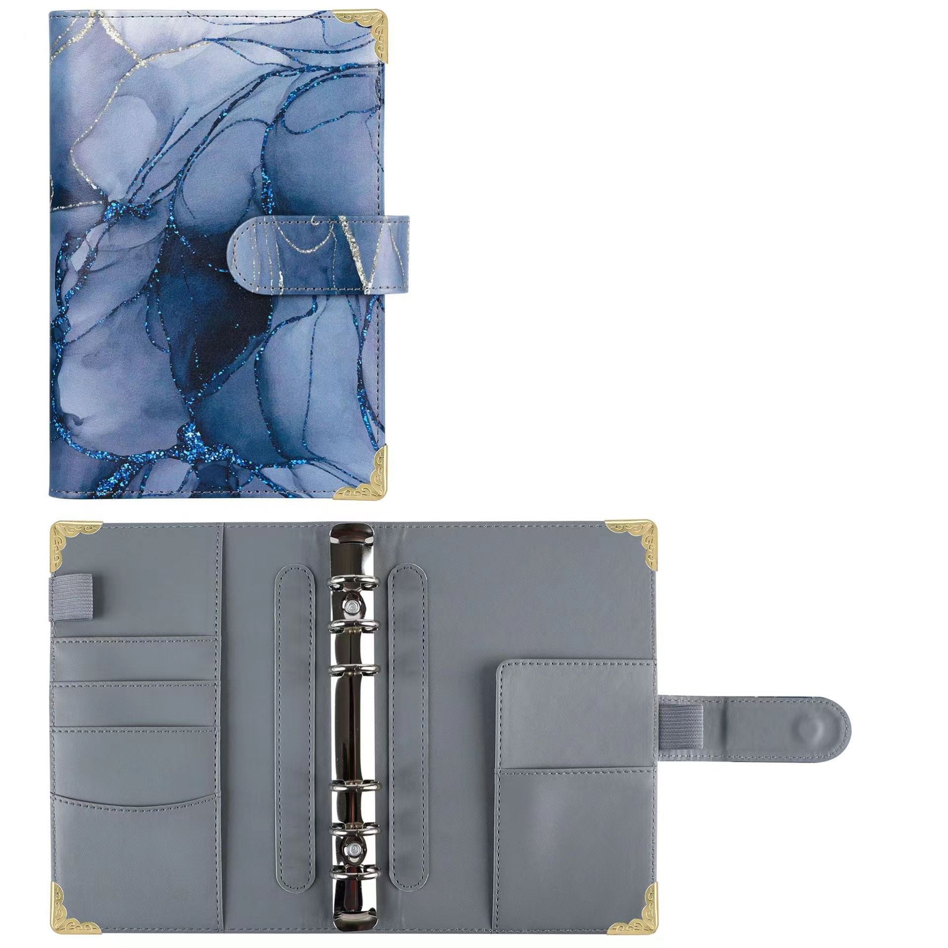 Wholesale A6 Loose Leaf Envelope PU Loose Leaf Ledger with Sticker Loose Leaf Notebook